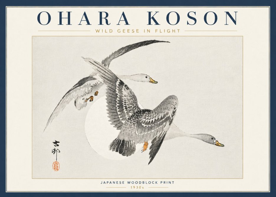 Ohara Koson Wild Geese in Flight I No6 - Plakat