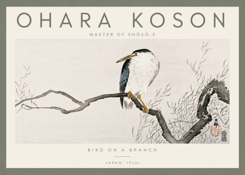 Ohara Koson Bird on a Branch II No5 - Plakat