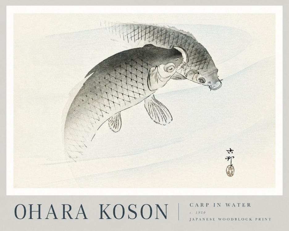 Ohara Koson Carp in Water No3 - Plakat