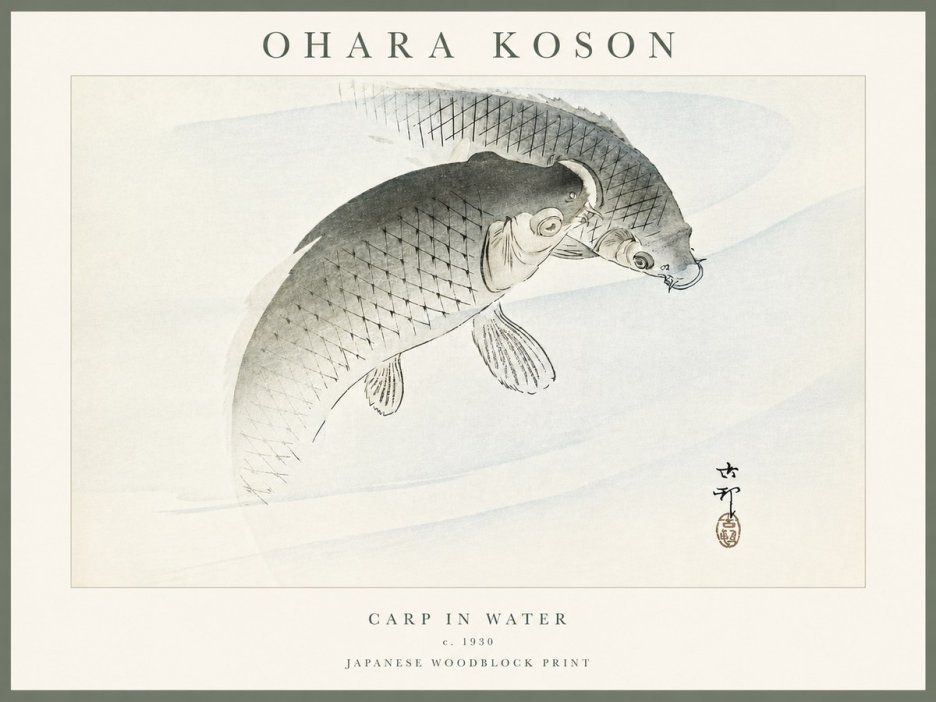 Ohara Koson Carp in Water No4 - Plakat