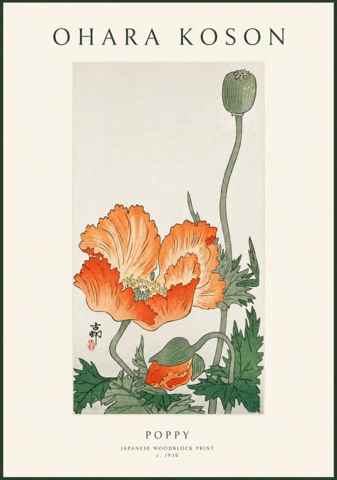 Ohara Koson Poppy No1 - Plakat