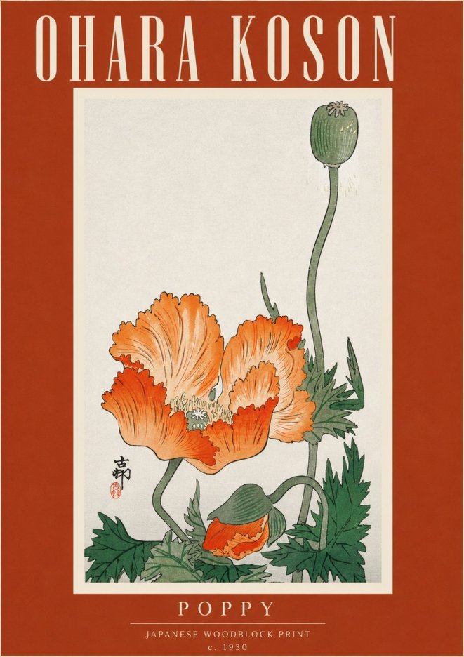 Ohara Koson Poppy No4 - Plakat
