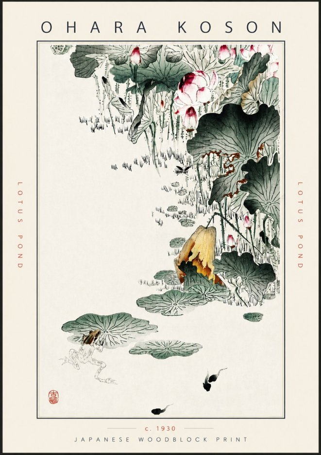 Ohara Koson Lotus Pond No5 - Plakat
