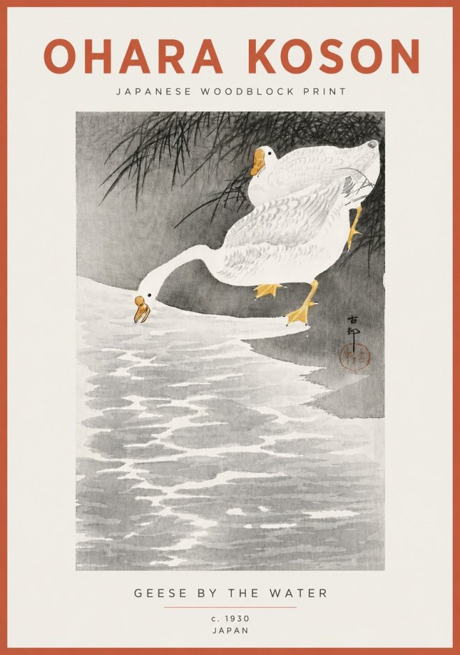 Ohara Koson Geese by the Water No4 - Plakat