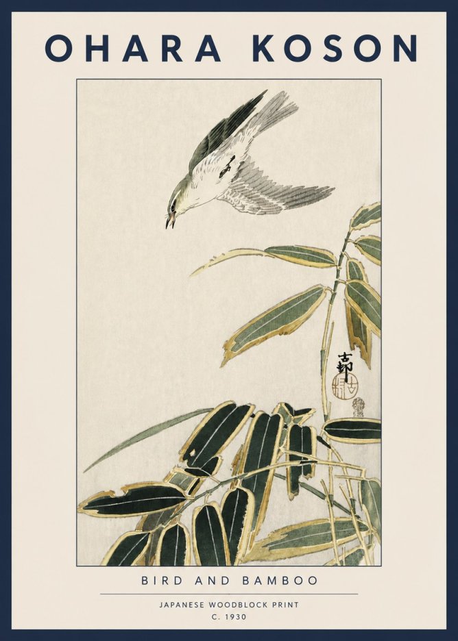 Ohara Koson Bird and Bamboo No3 - Plakat