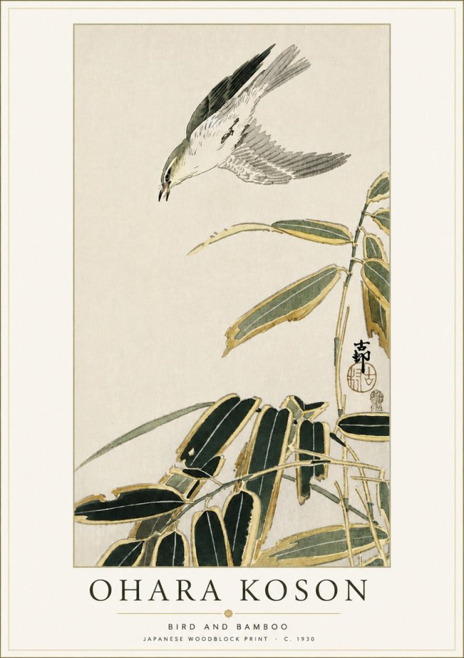 Ohara Koson Bird and Bamboo No4 - Plakat