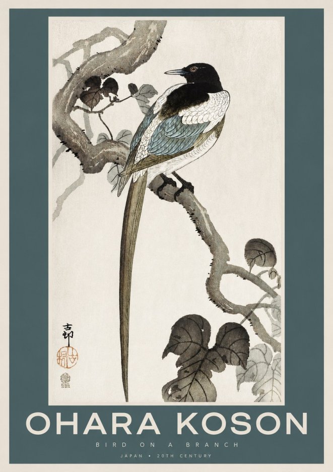 Ohara Koson Bird on a Branch IV No2 - Plakat