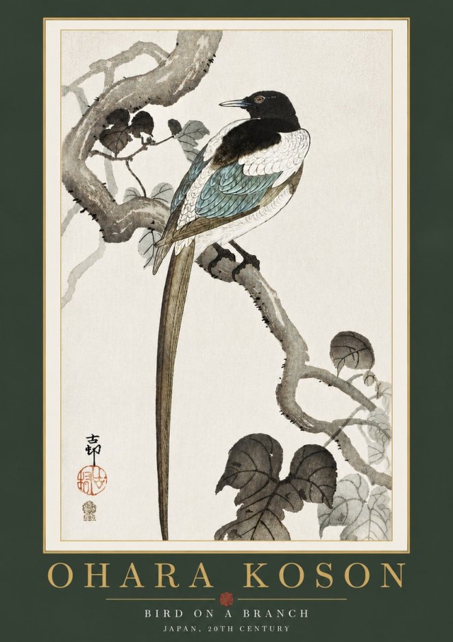 Ohara Koson Bird on a Branch IV No4 - Plakat