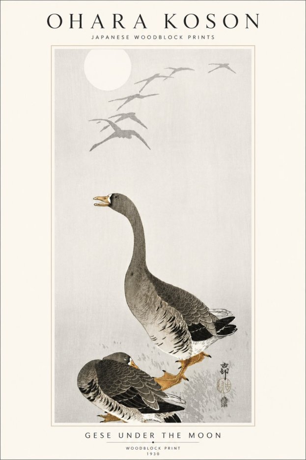 Ohara Koson Gese Under the Moon No5 - Plakat