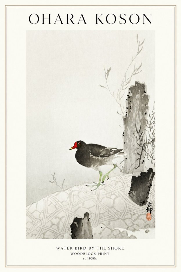 Ohara Koson Water Bird by the Shore No1 - Plakat