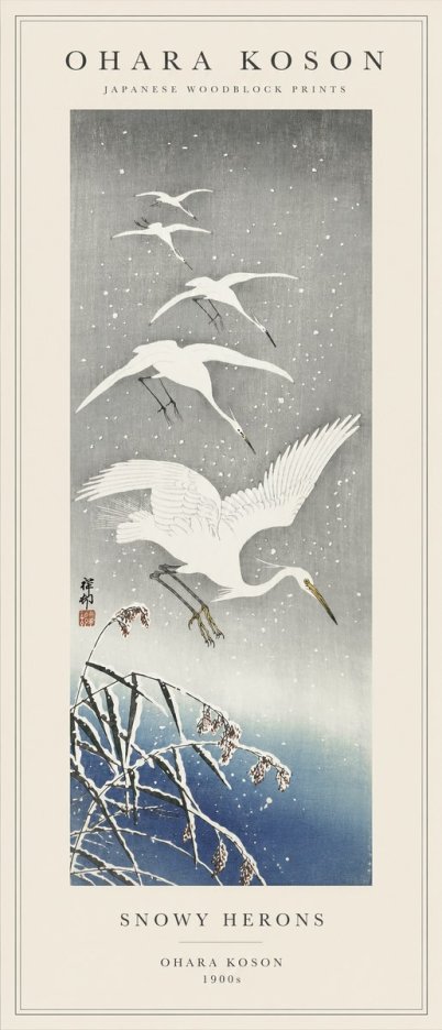 Ohara Koson Snowy Herons No1 - Plakat