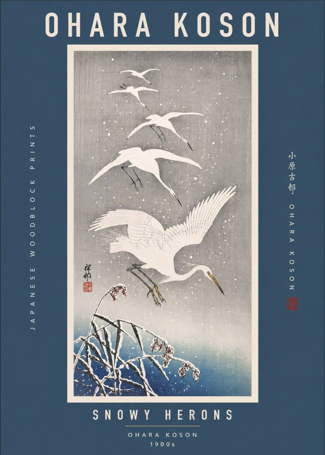Ohara Koson Snowy Herons No2 - Plakat