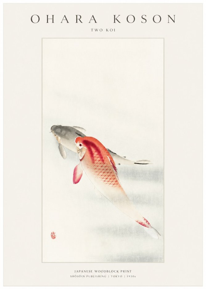 Ohara Koson Two Koi II No1 - Plakat