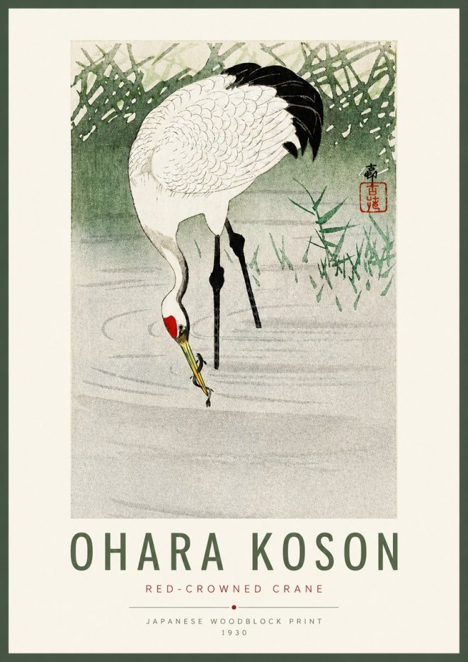 Ohara Koson Red-crowned Crane No2 - Plakat