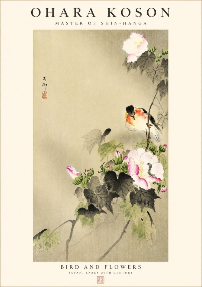 Ohara Koson Bird and Flowers No1 - Plakat
