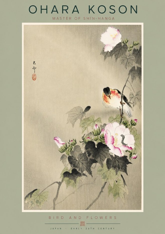 Ohara Koson Bird and Flowers No2 - Plakat