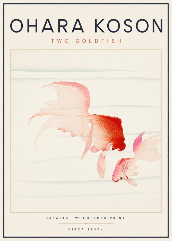 Ohara Koson Two Goldfish No6 - Plakat