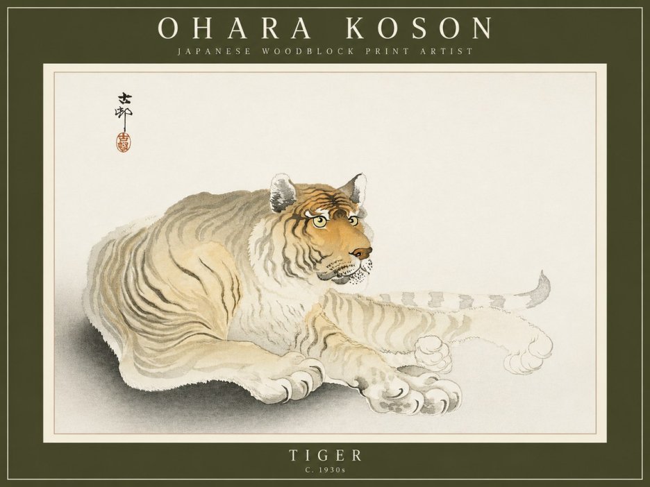 Ohara Koson Tiger No2 - Plakat