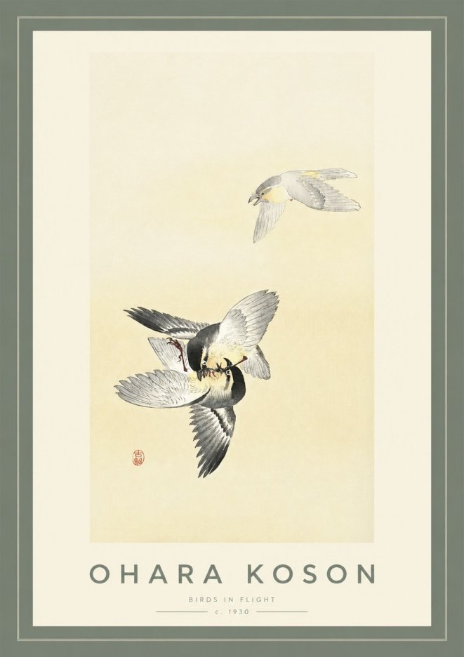 Ohara Koson Birds in Flight No2 - Plakat