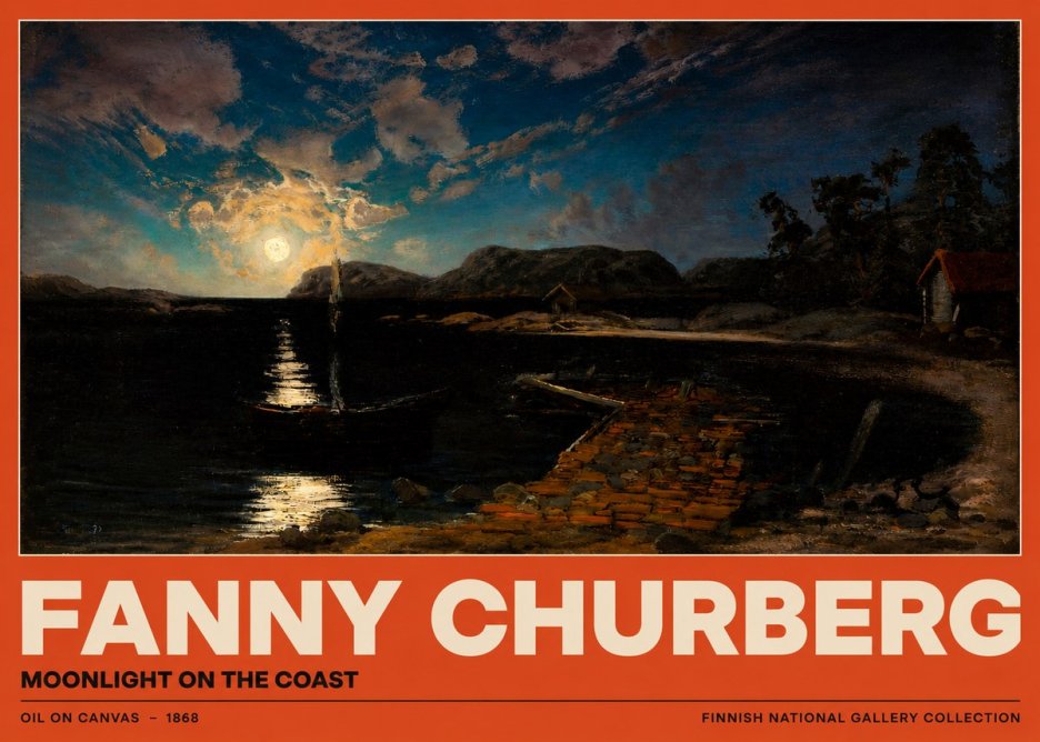 Fanny Churberg Moonlight on the Coast No2 - Plakat