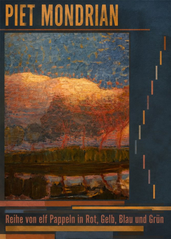 Piet Mondrian Reihe Von Elf Pappeln in Rot, Gelb, Blau Und Grün No6 - Plakat