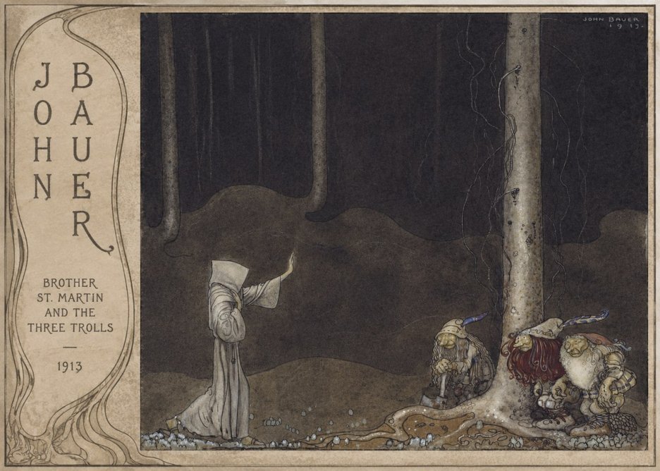 John Bauer Brother St. Martin and the Three Trolls No3 - Plakat