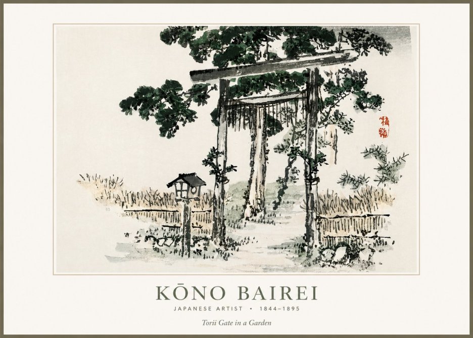 Kōno Bairei Torii Gate in a Garden No1 - Plakat