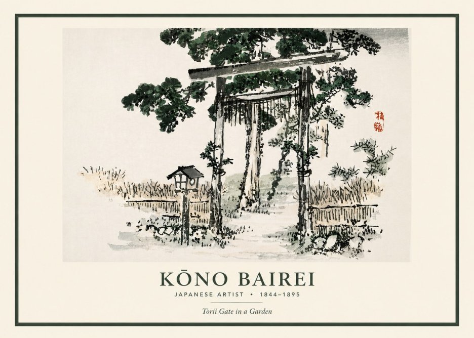 Kōno Bairei Torii Gate in a Garden No3 - Plakat