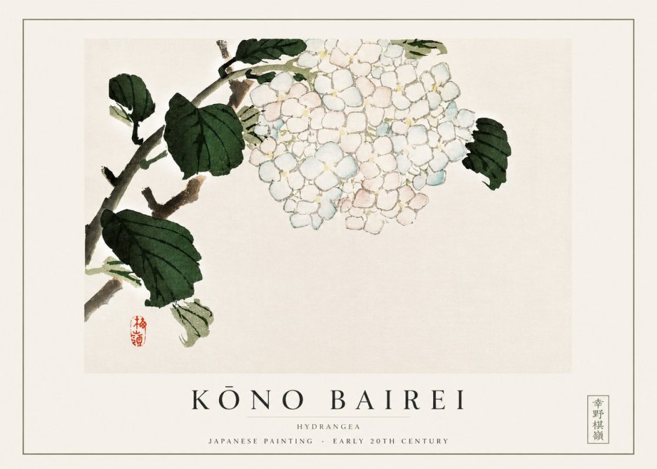 Kōno Bairei Hydrangea No3 - Plakat