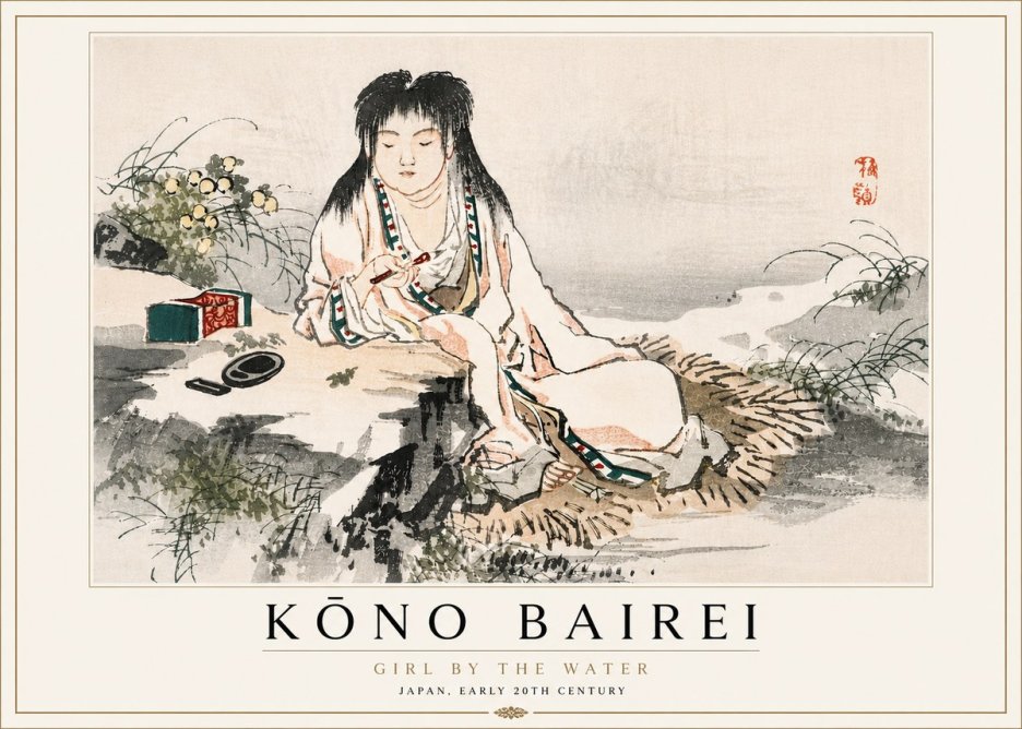 Kōno Bairei Girl by the Water No5 - Plakat