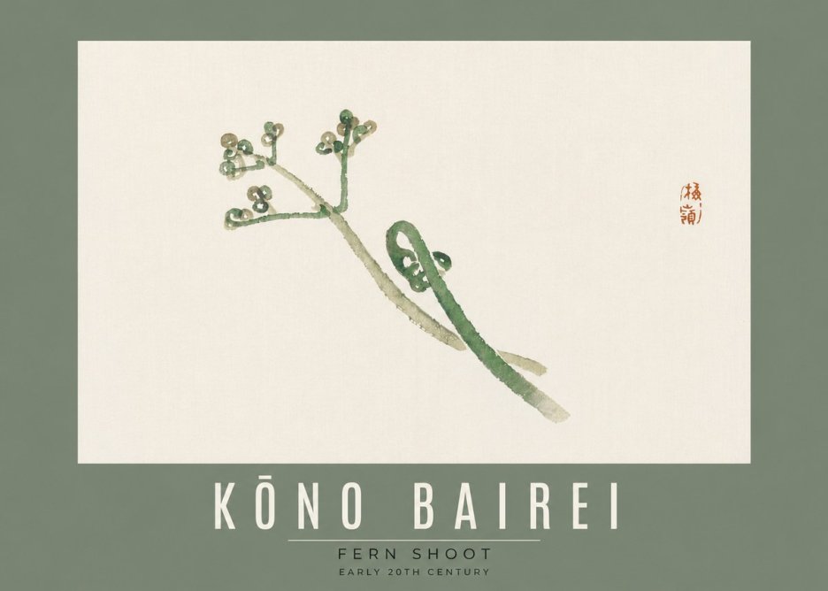 Kōno Bairei Fern Shoot No4 - Plakat