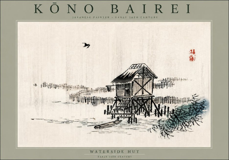 Kōno Bairei Waterside Hut No6 - Plakat