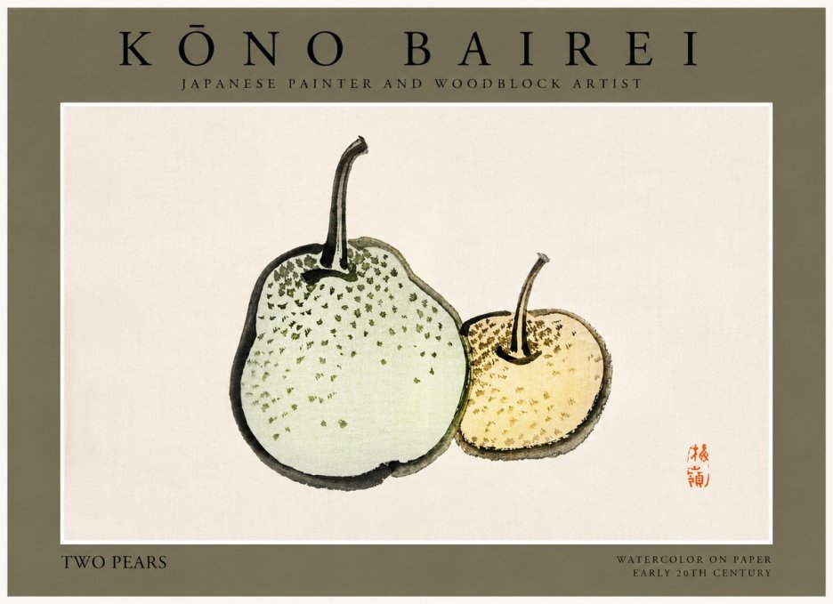 Kōno Bairei Two Pears No3 - Plakat