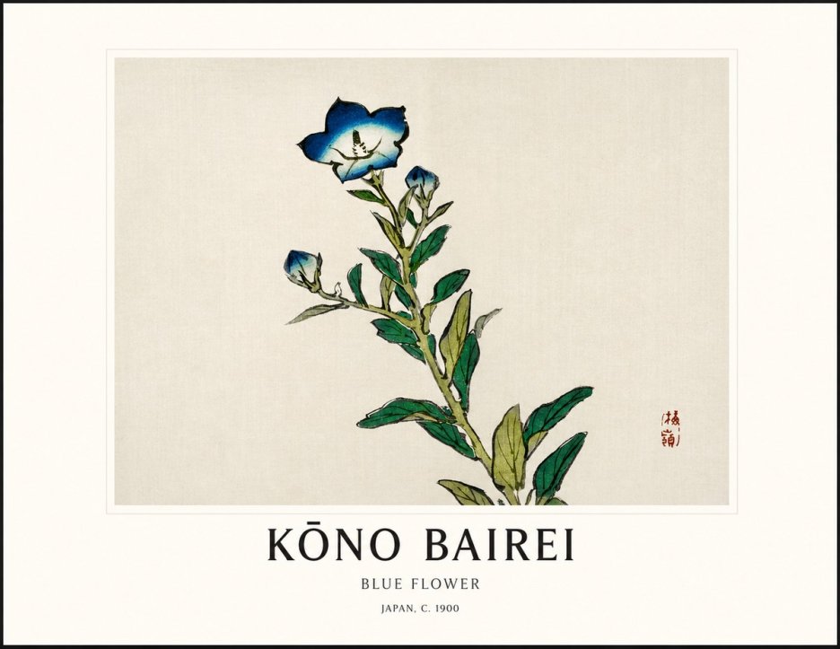 Kōno Bairei Blue Flower No1 - Plakat