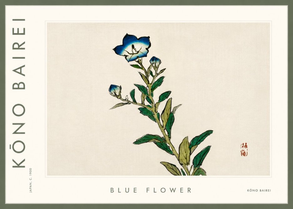 Kōno Bairei Blue Flower No3 - Plakat