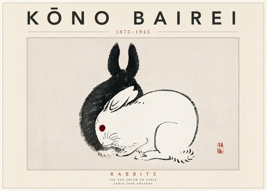 Kōno Bairei Rabbits No6 - Plakat