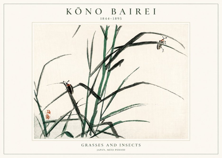 Kōno Bairei Grasses and Insects No1 - Plakat