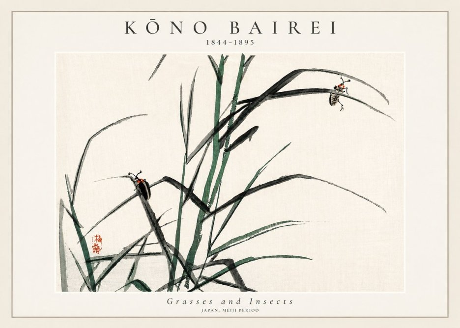Kōno Bairei Grasses and Insects No3 - Plakat