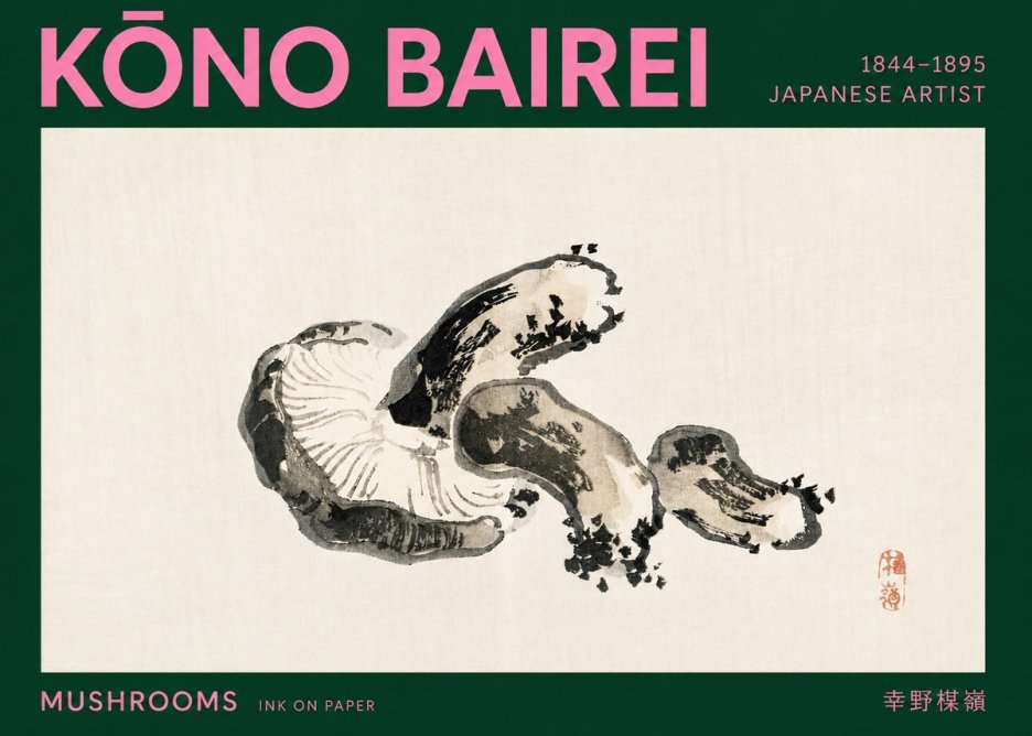 Kōno Bairei Mushrooms No2 - Plakat
