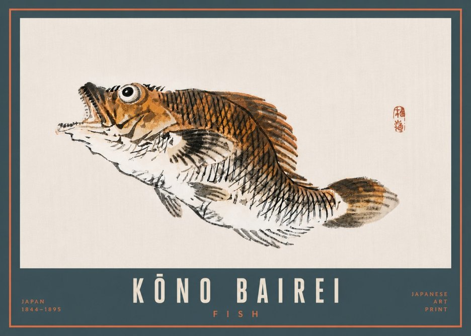 Kōno Bairei Fish II No5 - Plakat