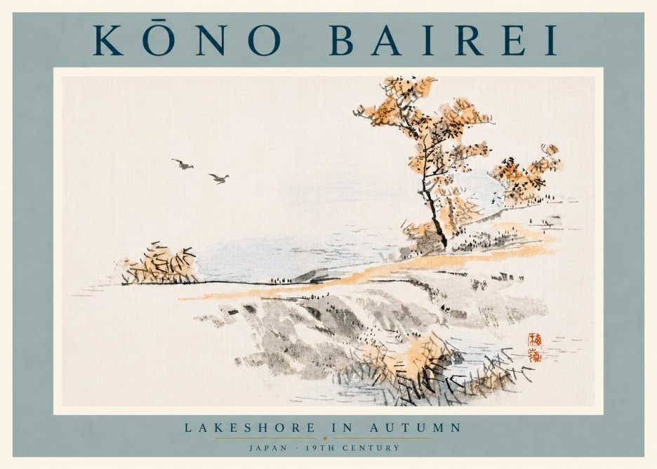 Kōno Bairei Lakeshore in Autumn No6 - Plakat