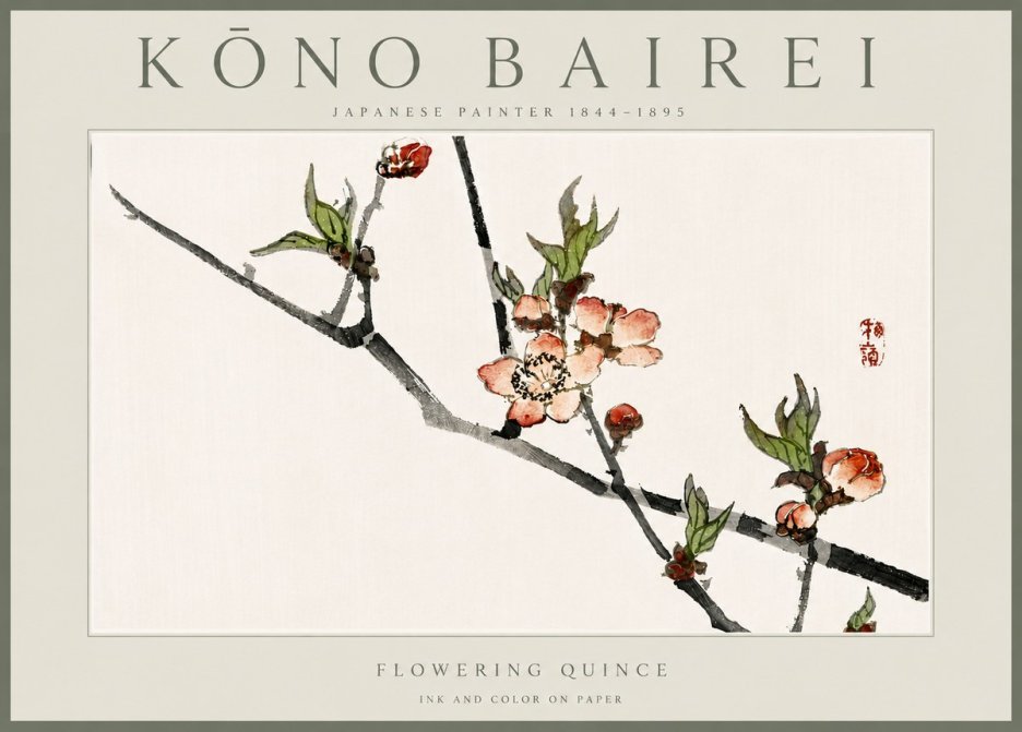 Kōno Bairei Flowering Quince No6 - Plakat