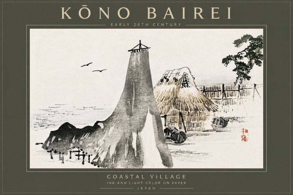Kōno Bairei Coastal Village No6 - Plakat