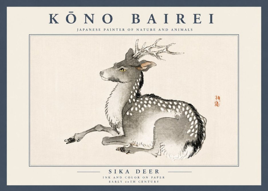 Kōno Bairei Sika Deer No4 - Plakat