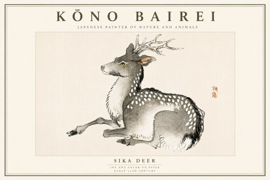 Kōno Bairei Sika Deer No6 - Plakat