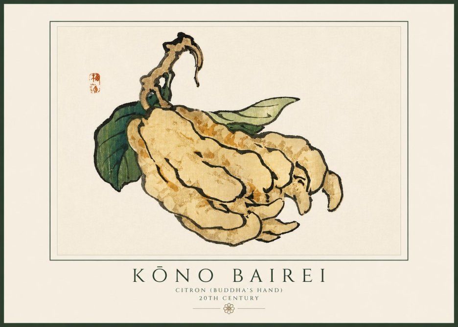 Kōno Bairei Citron (Buddha's Hand) No3 - Plakat