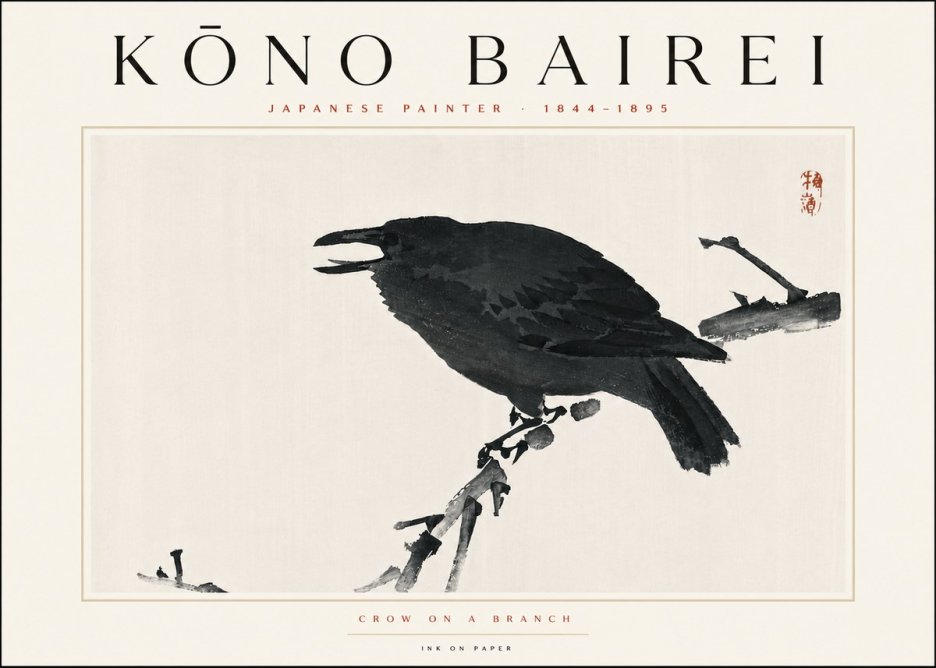 Kōno Bairei Crow on a Branch No6 - Plakat