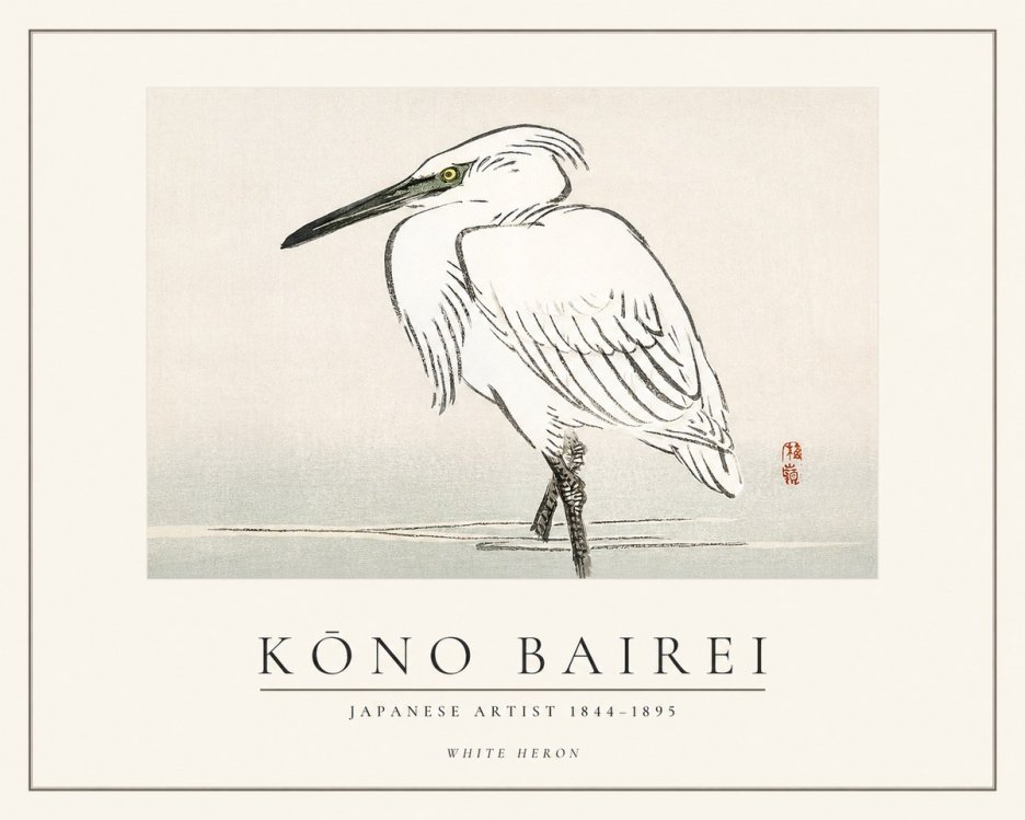 Kōno Bairei White Heron No1 - Plakat