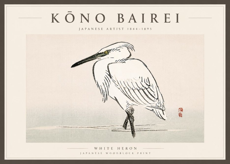 Kōno Bairei White Heron No6 - Plakat