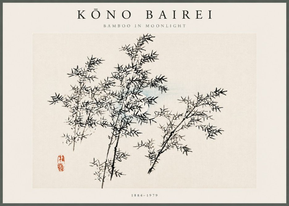 Kōno Bairei Bamboo in Moonlight No5 - Plakat